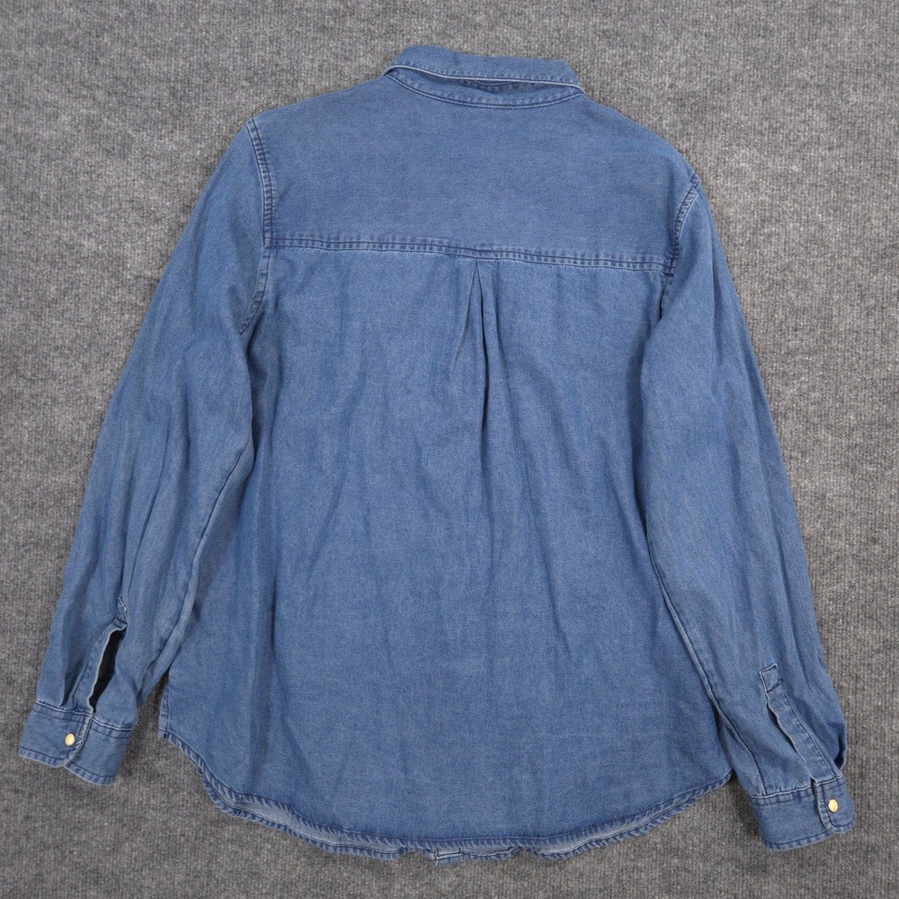 Lucky Brand Denim Shirt Womens L Blue Pearl Snap Western Cowgirl Outdoor Ranch - Picture 3 of 11
